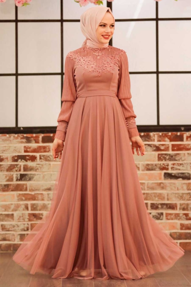 Neva Style - Modern Dusty Rose Islamic Clothing Prom Dress 21780GK - 2