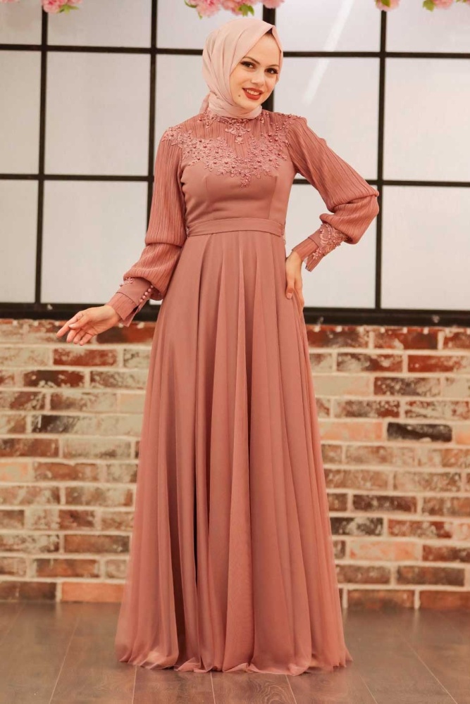 Neva Style - Modern Dusty Rose Islamic Clothing Prom Dress 21780GK - 5