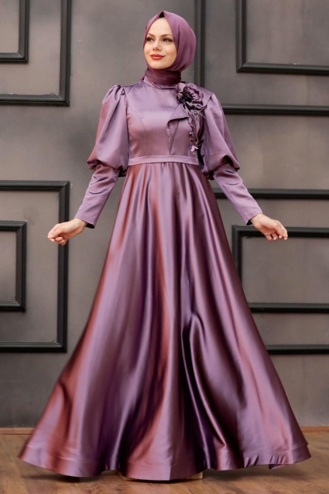 Neva Style - Satin Dusty Rose Muslim Engagement Dress 22080GK - 1