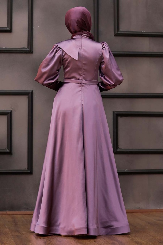 Neva Style - Satin Dusty Rose Muslim Engagement Dress 22080GK - 5