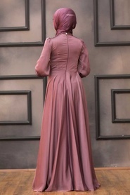 Neva Style - Luxury Dusty Rose Islamic Clothing Evening Dress 22150GK - Thumbnail