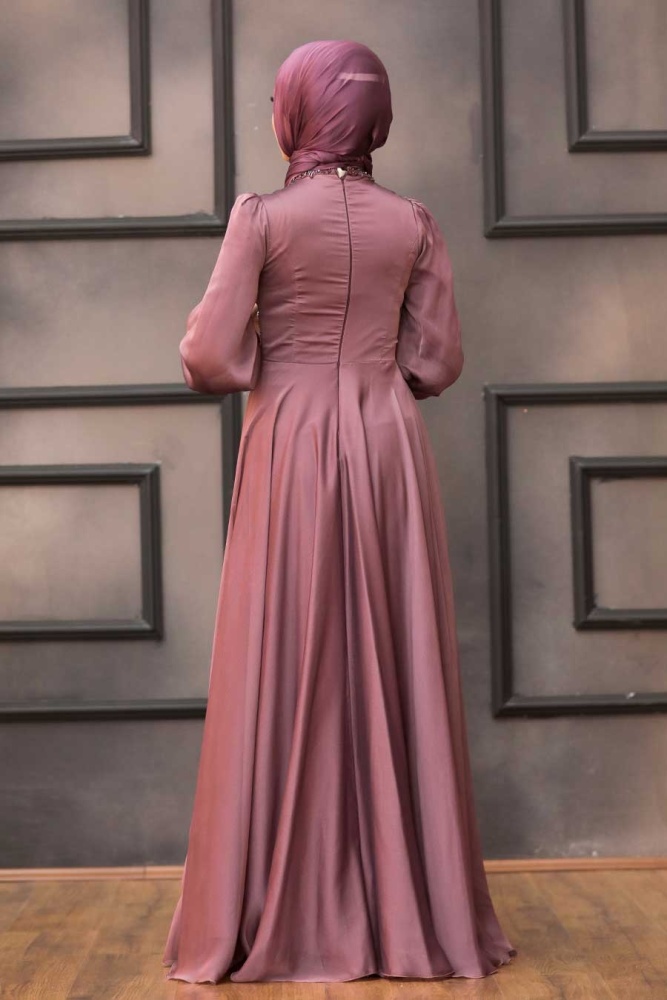 Neva Style - Luxury Dusty Rose Islamic Clothing Evening Dress 22150GK - 3