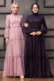 Neva Style - Modern Dusty Rose Islamic Evening Gown 2335GK - Thumbnail
