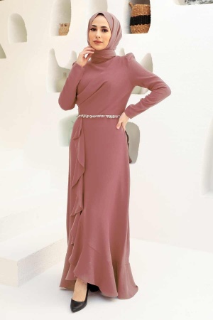 Neva Style - Stylish Dusty Rose Islamic Clothing Evening Gown 3225GK - 1