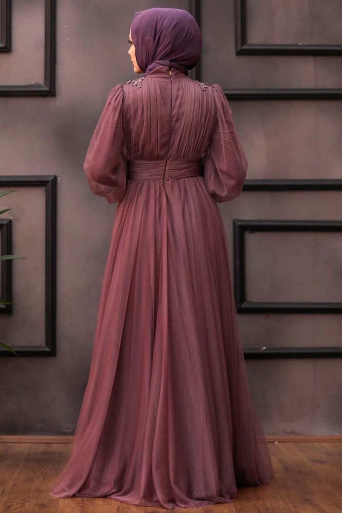 Neva Style - Dusty Rose Turkish Hijab Wedding Dress 41740GK - 2