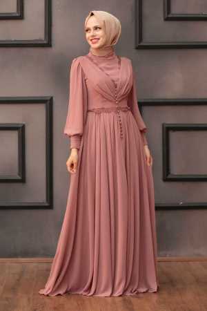 Neva Style - Long Dusty Rose Islamic Engagement Gown 4312GK - 1