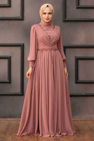 Neva Style - Long Dusty Rose Islamic Engagement Gown 4312GK - 2