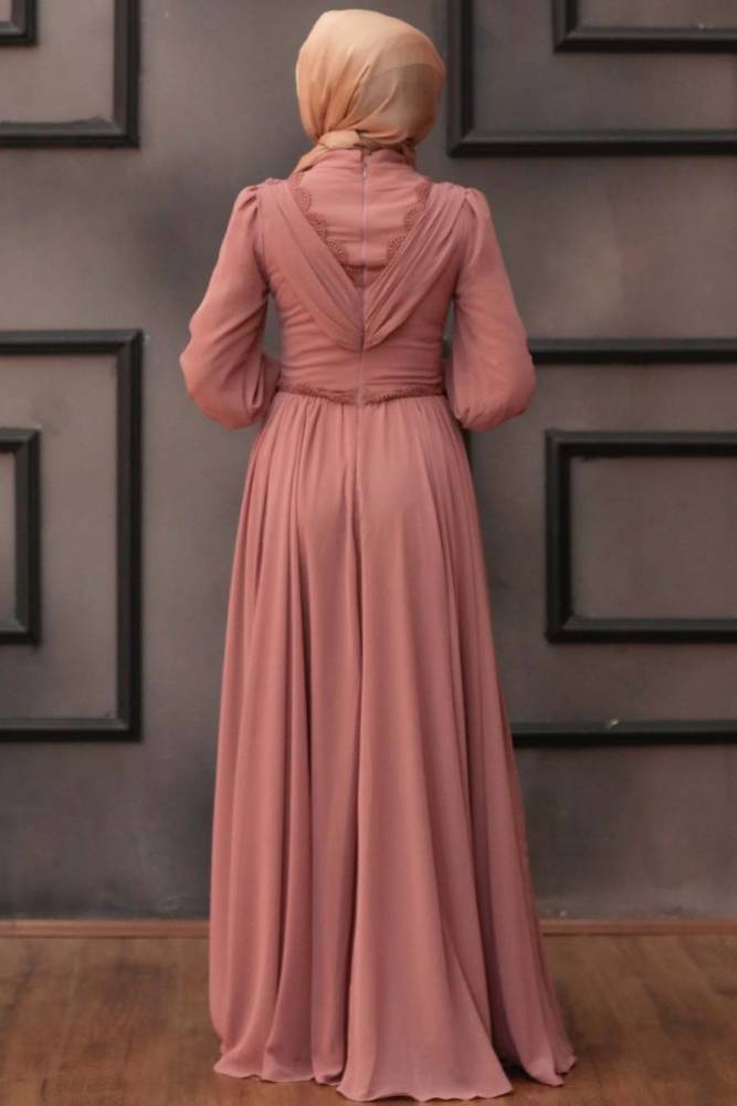 Neva Style - Long Dusty Rose Islamic Engagement Gown 4312GK - 3