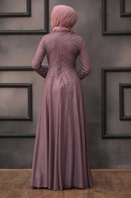 Neva Style - Plus Size Dusty Rose Islamic Evening Gown 50162GK - Thumbnail