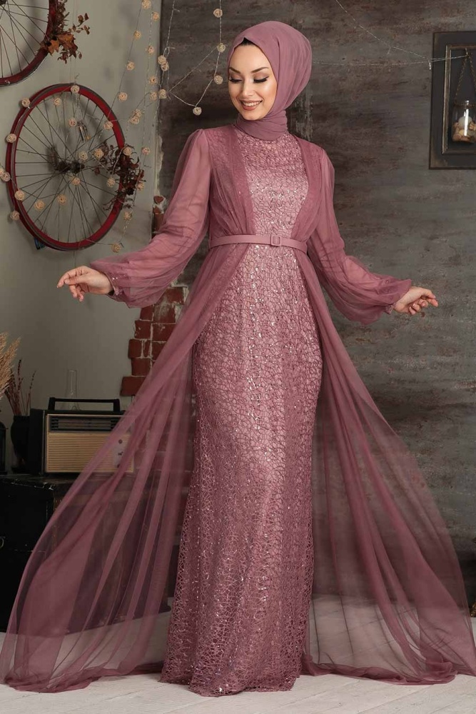 Neva Style - Luxorious Dusty Rose Islamic Evening Gown 5383GK - 1