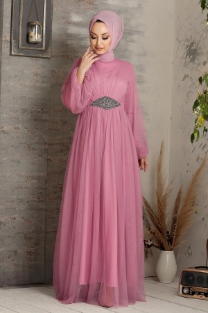 Neva Style - Stylish Dusty Rose Modest Evening Gown 54230GK - 1
