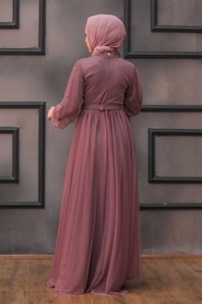 Neva Style - Modern Dusty Rose Islamic Clothing Evening Gown 5514GK - Thumbnail