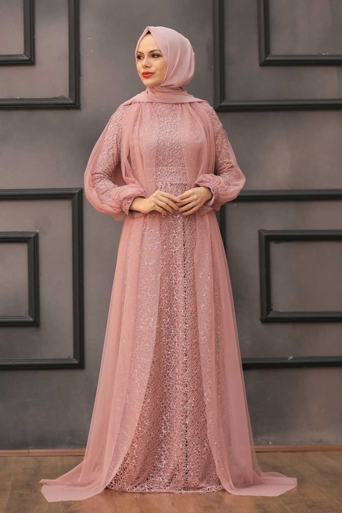 Neva Style - Stylish Dusty Rose Islamic Prom Dress 55190GK - 2