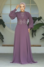 Neva Style - Elegant Dusty Rose Islamic Wedding Dress 9118GK - Thumbnail