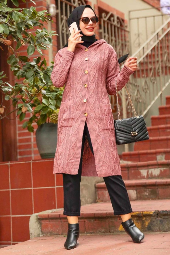 Dusty Rose Hijab Knitwear Cardigan 4011GK - 1