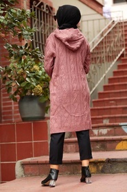 Dusty Rose Hijab Knitwear Cardigan 4011GK - Thumbnail