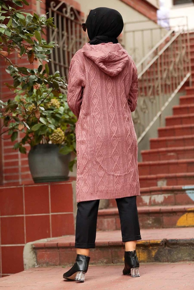 Dusty Rose Hijab Knitwear Cardigan 4011GK - 4