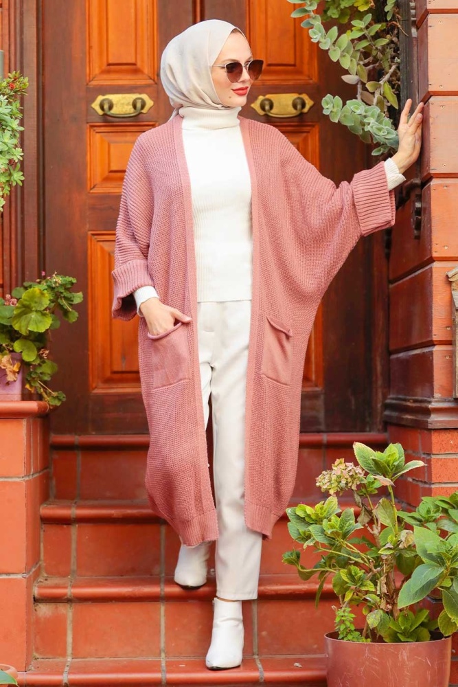 Dusty Rose Hijab Knitwear Cardigan 4182GK - 1