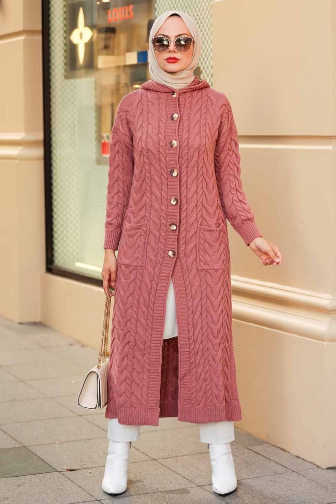 Dusty Rose Hijab Knitwear Cardigan 5373GK - 1