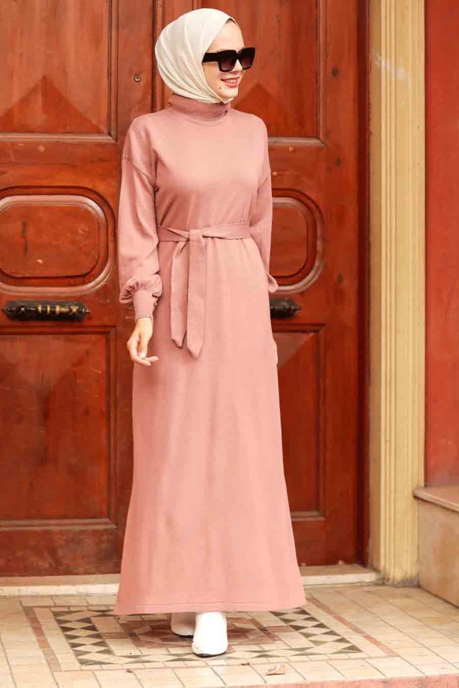 Dusty Rose Hijab Knitwear Dress 3135GK - 2