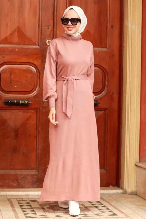 Dusty Rose Hijab Knitwear Dress 3135GK - 3