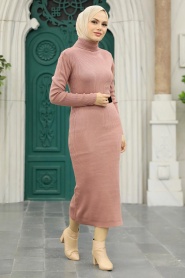Dusty Rose Hijab Knitwear Dress 5248GK - Thumbnail