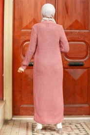 Dusty Rose Hijab Knitwear Suit Dress 3171GK - Thumbnail