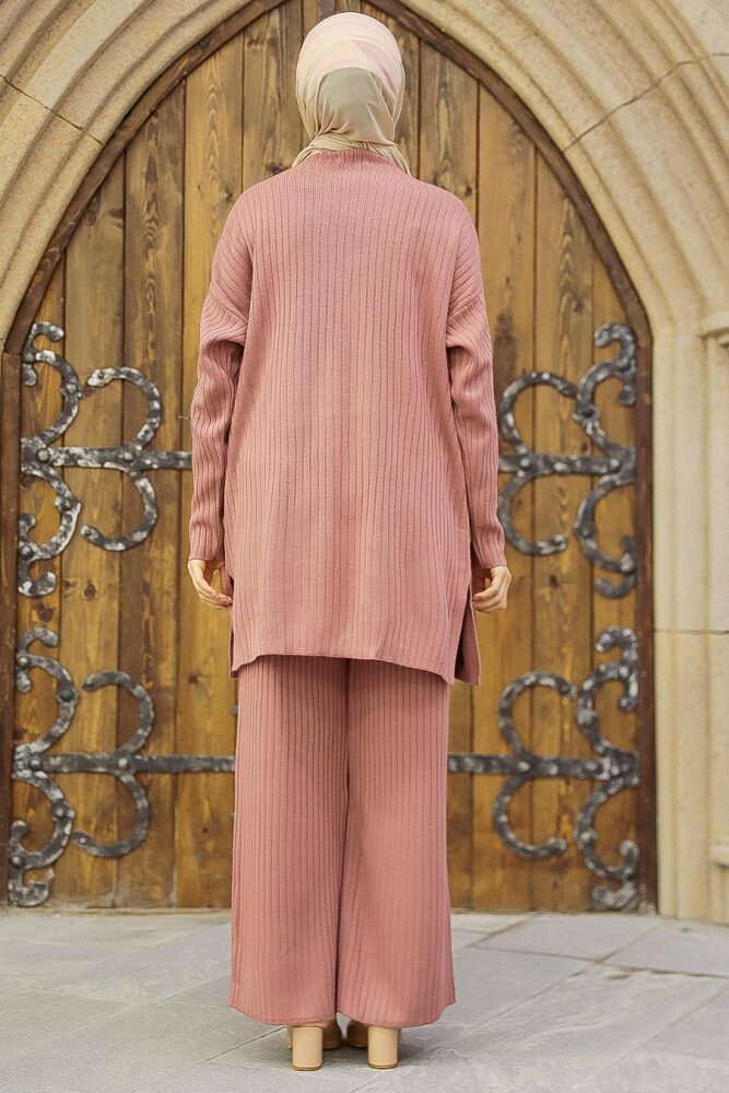 Dusty Rose Hijab Knitwear Suit Dress 4052GK - 3
