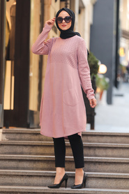 Dusty Rose Hijab Knitwear Tunic 1964GK - Thumbnail