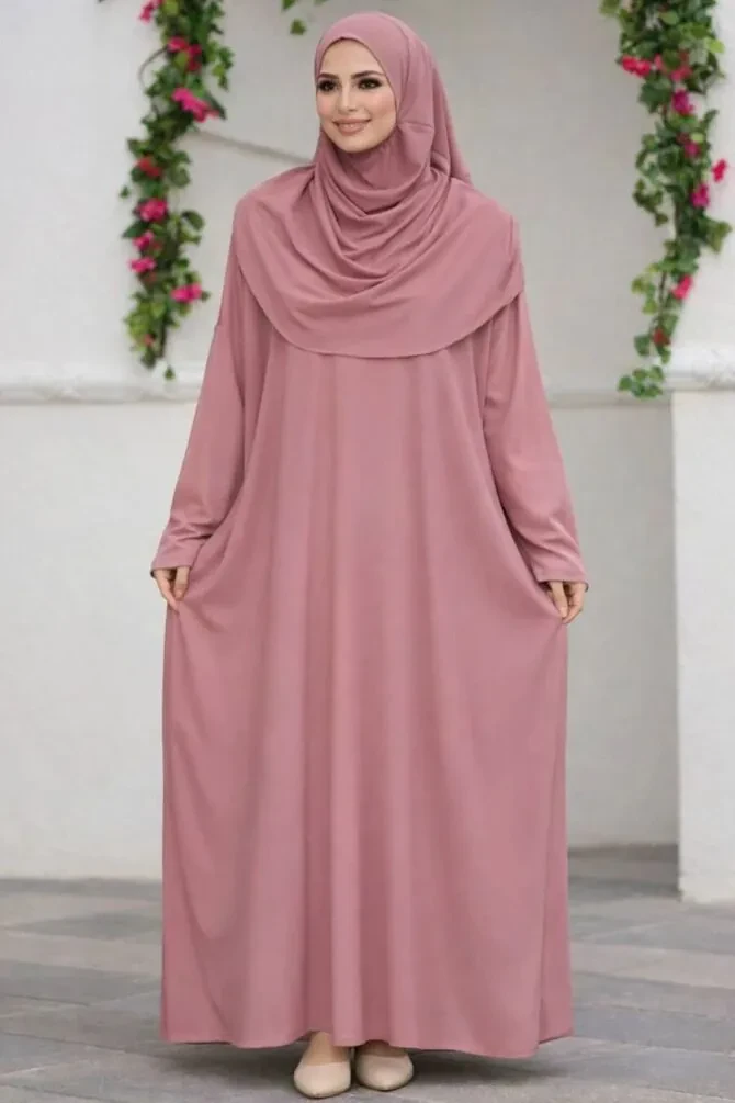 Dusty Rose Hijab Prayer Dress 18301GK - 1