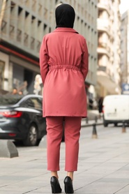 Dusty Rose Hijab Suit Dress 5536GK - Thumbnail