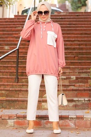 Dusty Rose Hijab Sweatshirt & Tunic 6328GK - Thumbnail