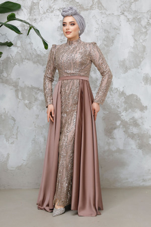Dusty Rose Modest Bridesmaid Dress 4724GK - 1