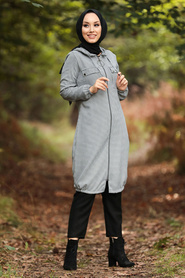 Ecru Hijab Coat 503E - Thumbnail