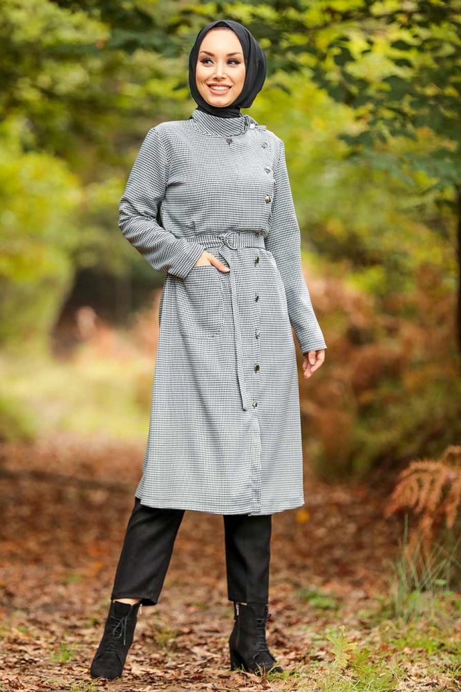 Ecru Hijab Coat 5575E - 1