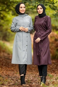 Ecru Hijab Coat 5575E - Thumbnail