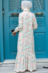 Ecru Hijab Dress 11840E - Thumbnail