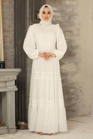 Ecru Hijab Dress 2744E - Thumbnail