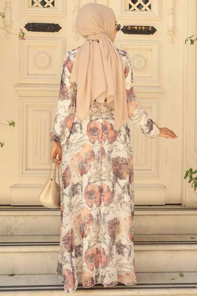 Ecru Hijab Dress 279052E - 4