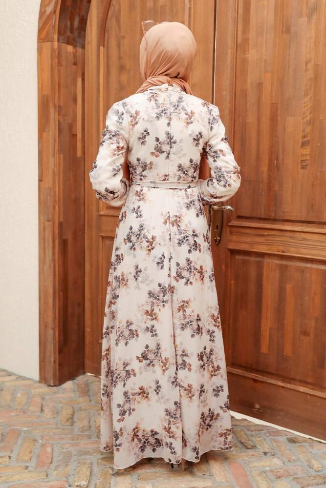 Ecru Hijab Dress 279061E - 3