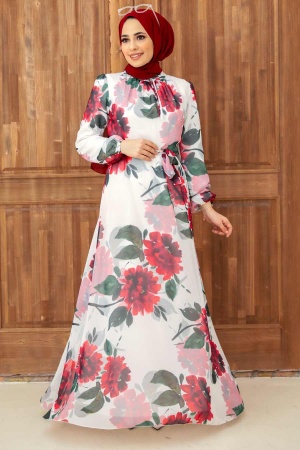 Ecru Hijab Dress 279067E - 1