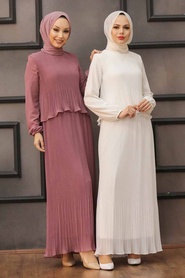 Ecru Hijab Dress 2860E - Thumbnail