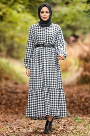 Ecru Hijab Dress 43280E - Thumbnail