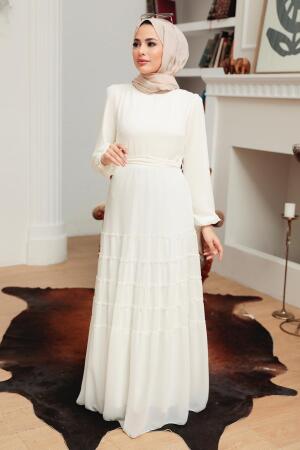 Ecru Hijab Dress 5712E - 1