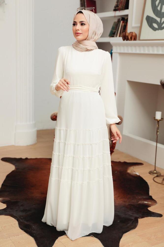 Ecru Hijab Dress 5712E - 1