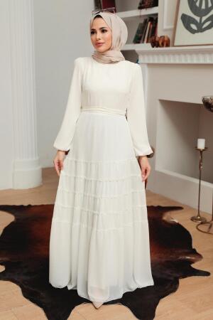 Ecru Hijab Dress 5712E - 2
