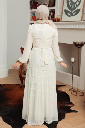 Ecru Hijab Dress 5712E - 3