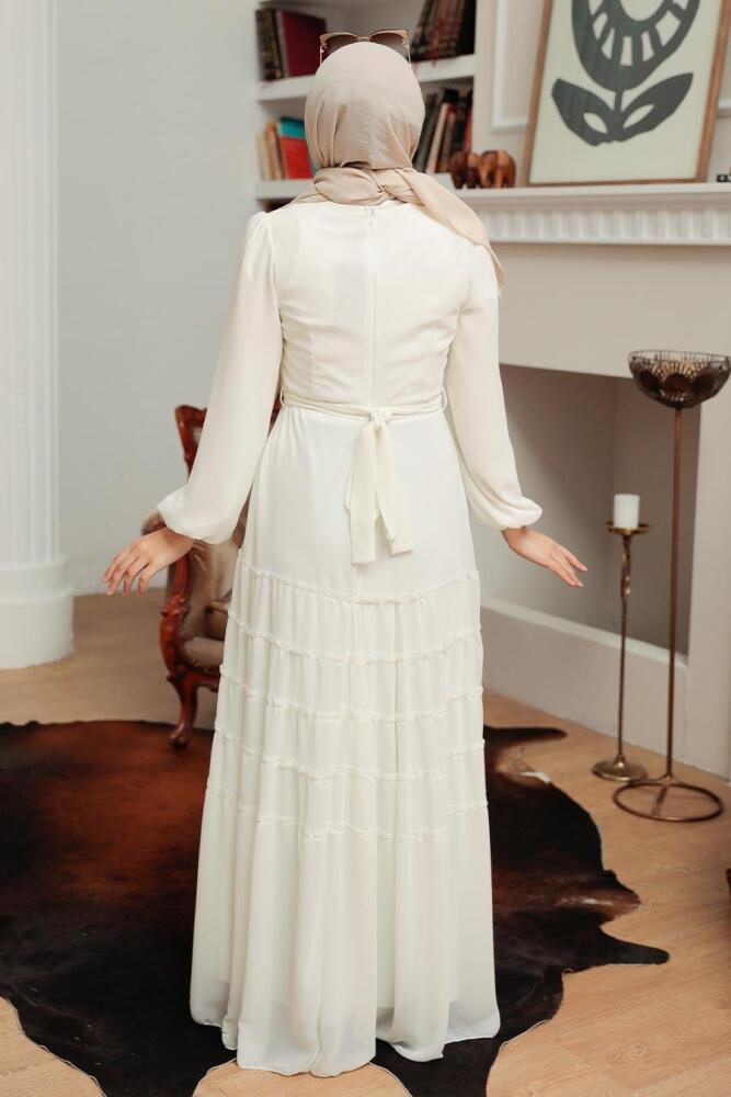 Ecru Hijab Dress 5712E - 3