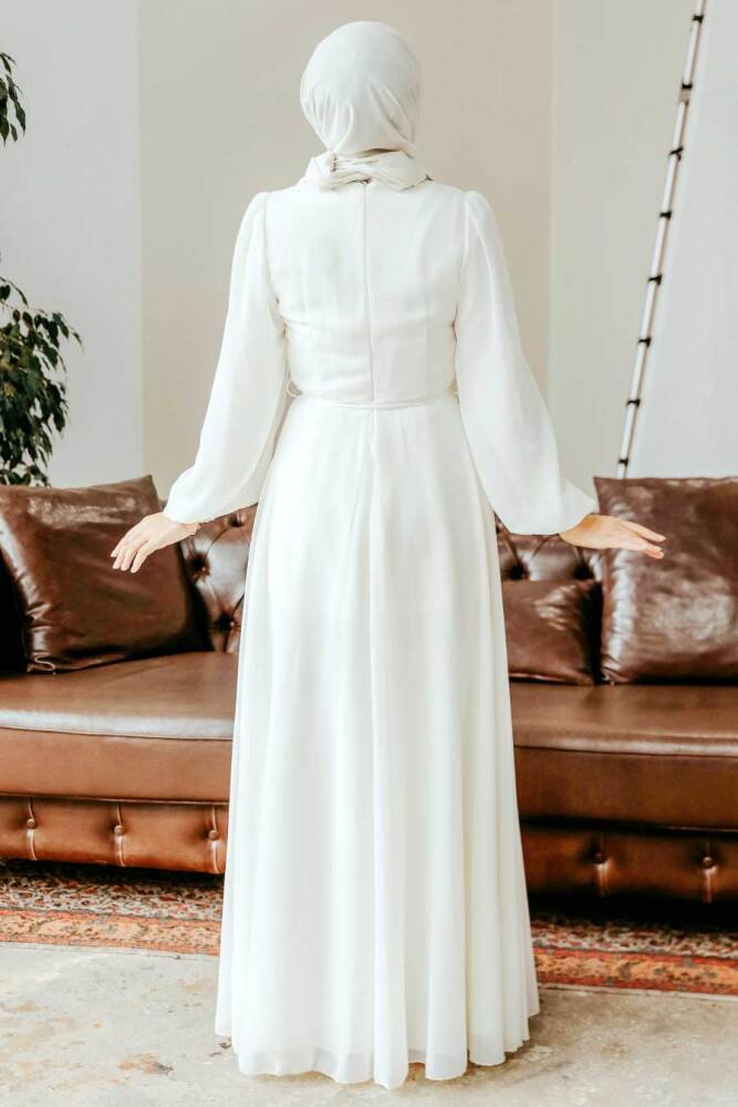 Ecru Hijab Dress 5796E - 4