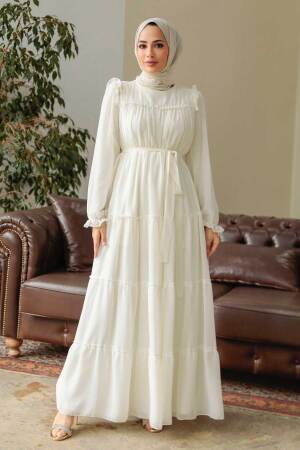 Ecru Hijab Dress 57970E - 1